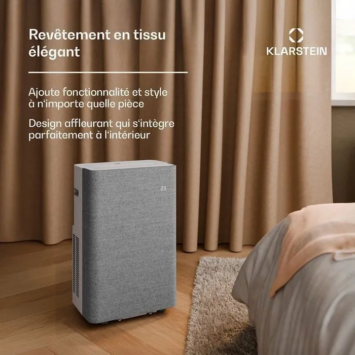 Klarstein AireLux Climatiseur mobile Smart 14000 BTU 390 m³/h Ventilateur déshumidificateur Contrôle par app jusqu'à 30 m² Gris – Image 6
