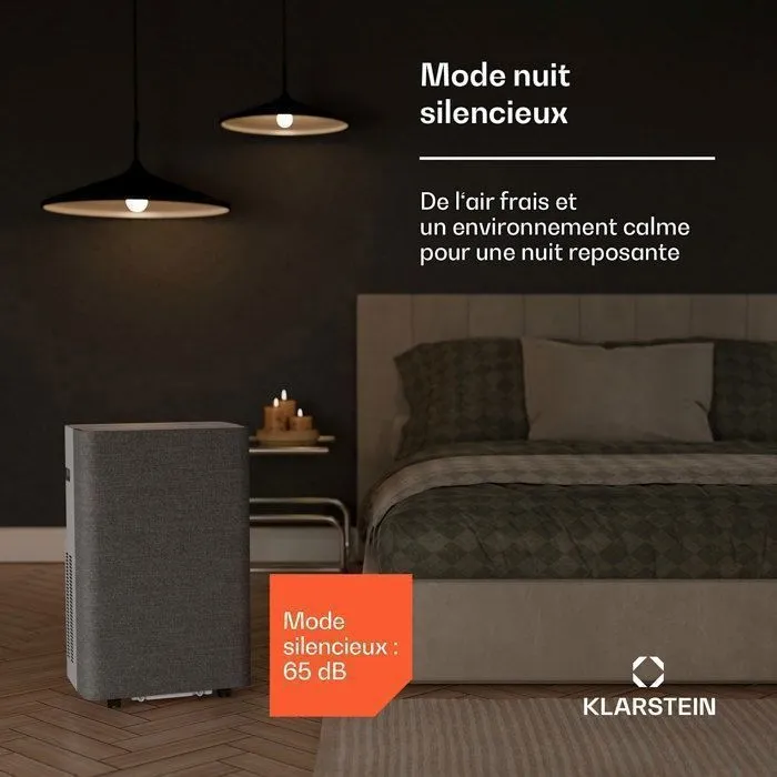 Klarstein AireLux Climatiseur mobile Smart 14000 BTU 390 m³/h Ventilateur déshumidificateur Contrôle par app jusqu'à 30 m² Gris – Image 3