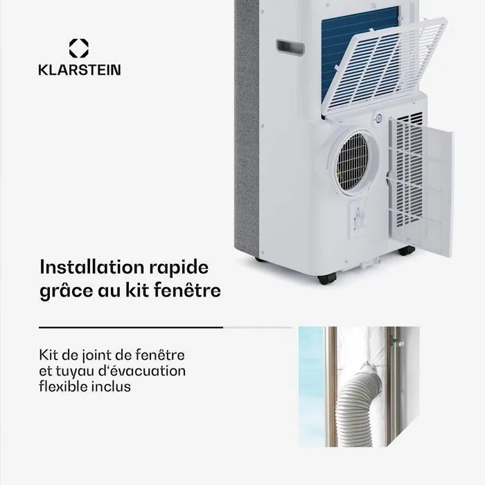 Klarstein AireLux Climatiseur mobile Smart 14000 BTU 390 m³/h Ventilateur déshumidificateur Contrôle par app jusqu'à 30 m² Gris – Image 2